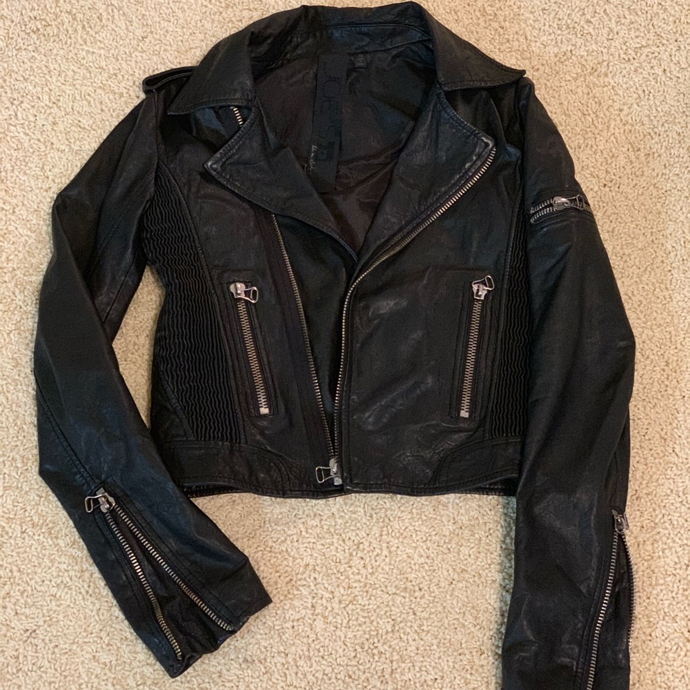 Joe’s Jeans Sheepskin Leather Moto Jacket - Picture 1 of 8